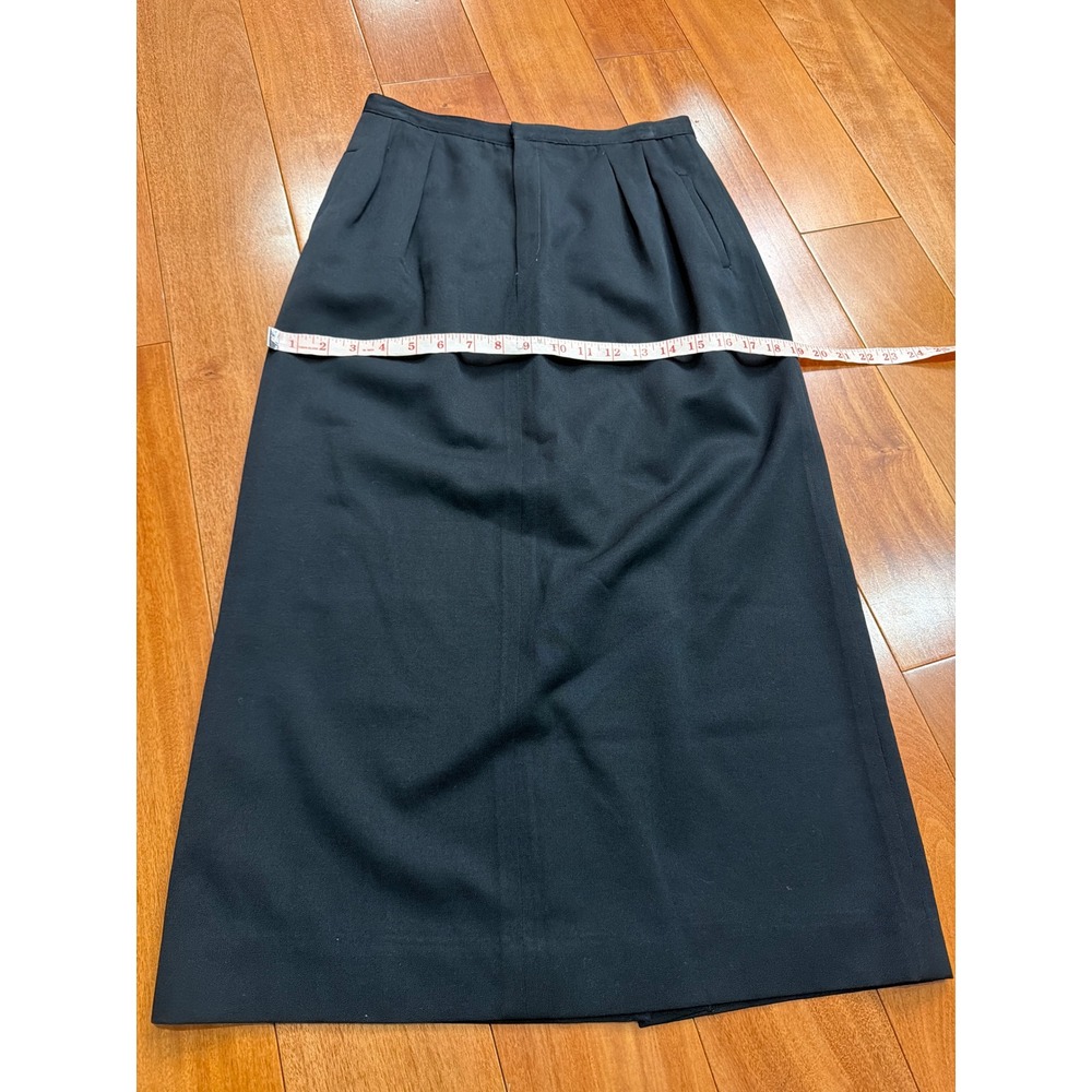 Saks Fifth Avenue Maxi Skirt Womens Black 100% Pure Wool Pleated Vintage 10 - Picture 7 of 7